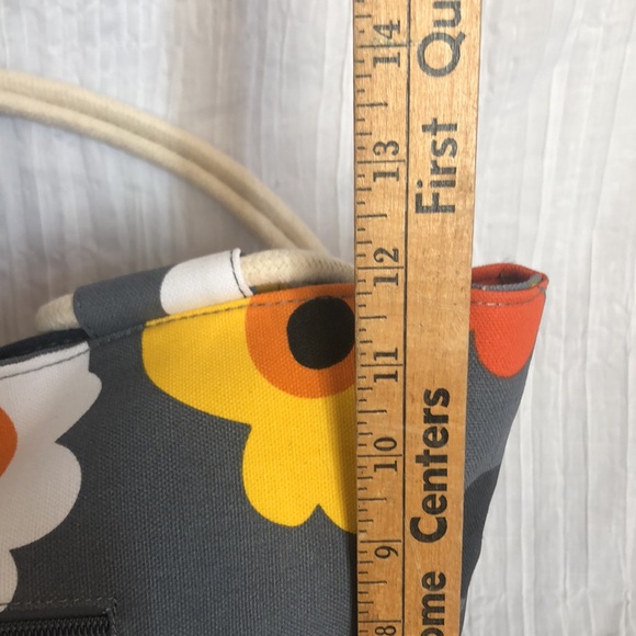 FARMHOUSE IS MY STYLE large canvas floral tote bag gray w/orange yellow NWOT - Picture 13 of 15